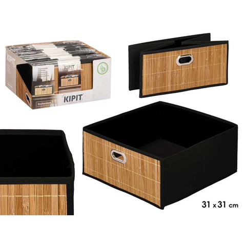 Organizador Cuadrado Bambú Negro 31x31cm