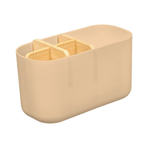 Organizador Plástico Bambú 5 Huecos Beige