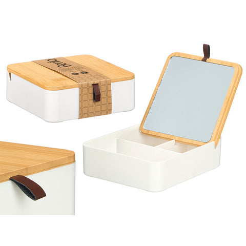 Organizador Plastico Espejo Bambu Blanco