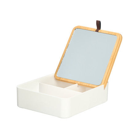 Organizador Plastico Espejo Bambu Blanco