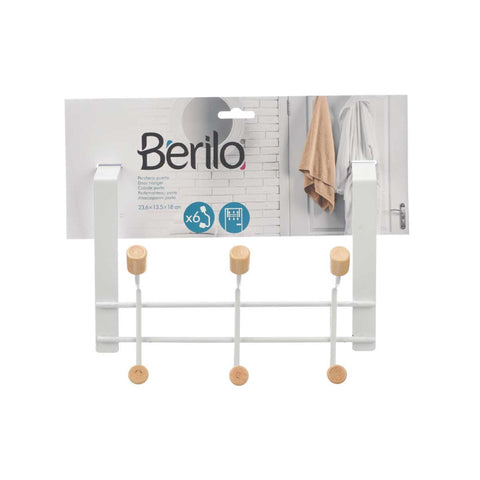 Percha 6 Pomos Puerta Blanca