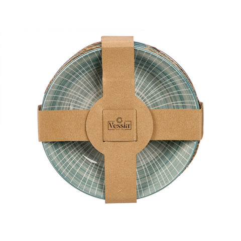 Plato Hondo Rayas Azul 20cm