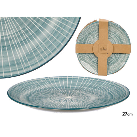 Plato Llano Rayas Azul 27cm