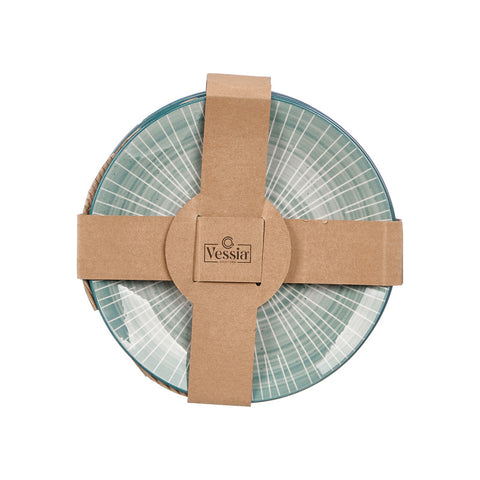 Plato Postre Rayas Azul 19cm