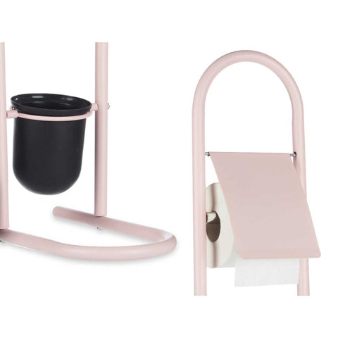 Portarrollo Escobilla Metal Bambú Rosa