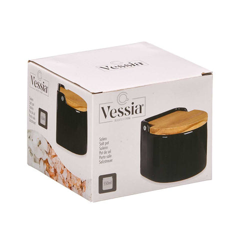 Salero Negro Semi Circular con Tapa 550ml