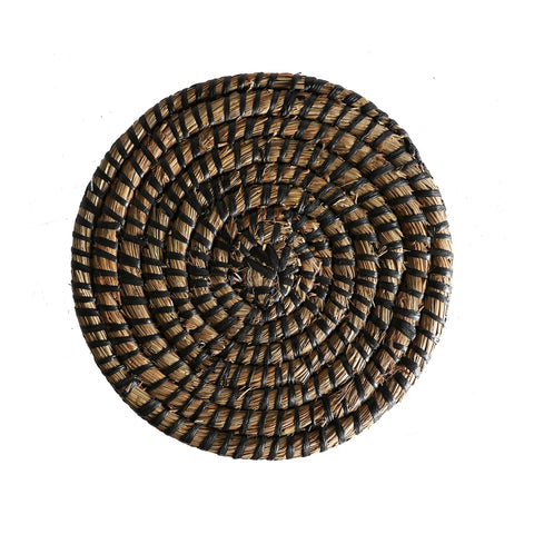 Salvamantel Redondo Rústico Negro 26cm Fibra Natural
