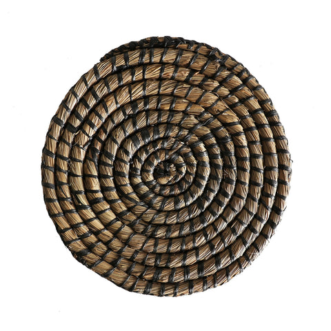 Salvamantel Redondo Rústico Negro 30cm Fibra Natural