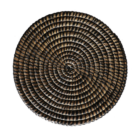 Salvamantel Redondo Rústico Negro 35cm Fibra Natural