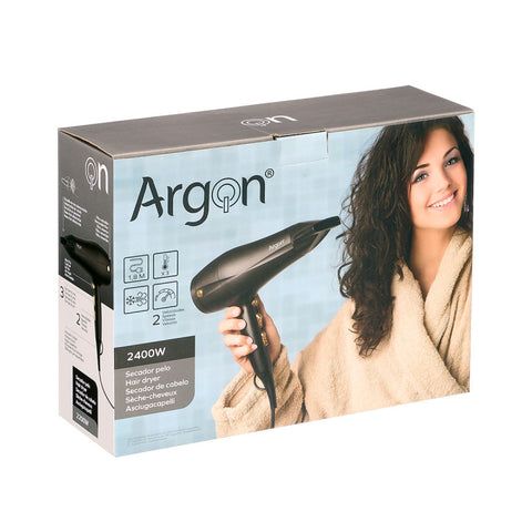 Secador de Pelo 2400W Argón Negro Dorado Mate