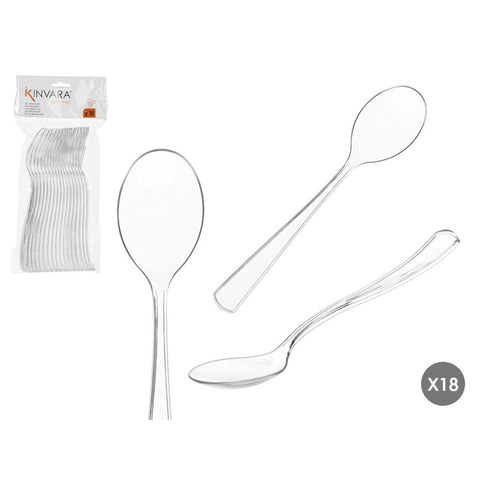 Set 18 Cucharas de Postre Plástico Transparente