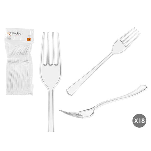 Set 18 Tenedor Plástico Transparente