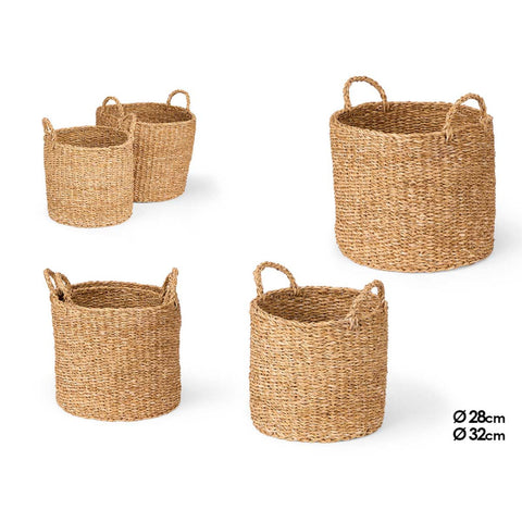Set 2 Cestos Cilíndricos Asas 28-32cm
