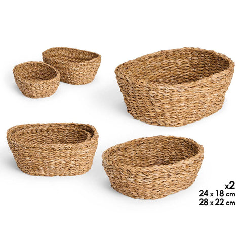 Set 2 Cestos Ovalados Asas 28x22cm