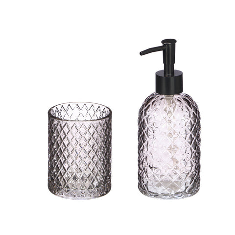 Set 2 Piezas Dosificador y Vaso 410ml Gris Diamond