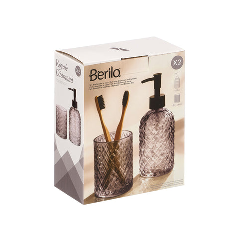 Set 2 Piezas Dosificador y Vaso 410ml Gris Diamond
