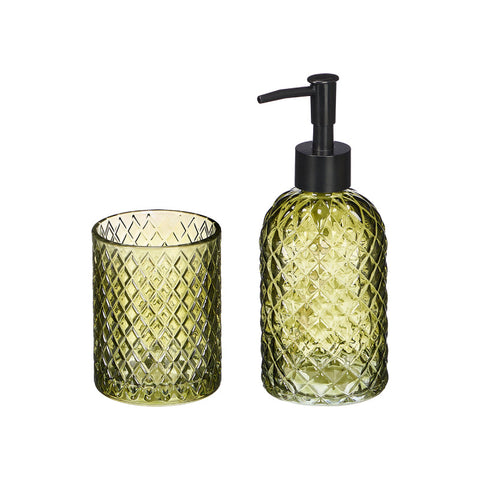 Set 2 Piezas Dosificador y Vaso 410ml Verde Diamond