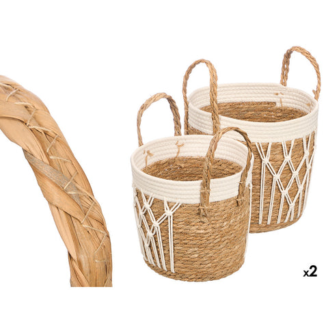 Set 2 Maceteros Macramé Trenzado Blanco