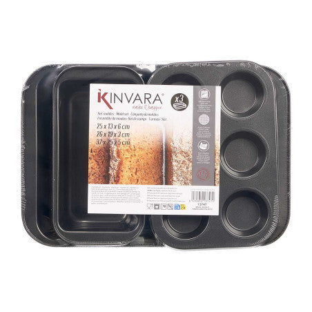 Set 3 Moldes Rectangular 3 Formas Acero Gris