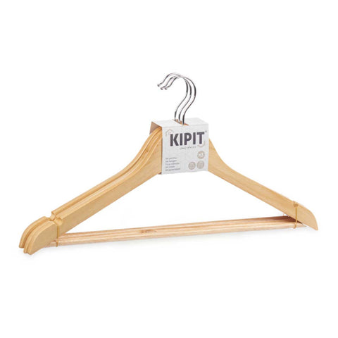Set 3 Perchas Madera Natural