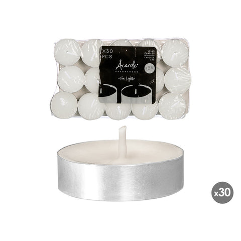 Set 30 Velas Tea Lights Blanco 3 Horas