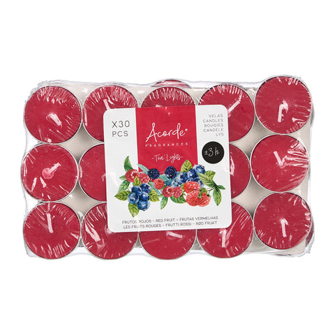 Set 30 Velas Tea Lights Frutos Rojos 3 Horas