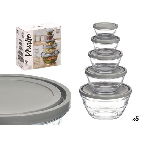 Set 5 Fiambreras Redondas Gris