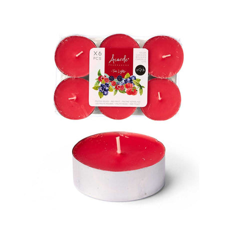 Set 6 Tea Light Maxi 9 Horas Frutos Rojos