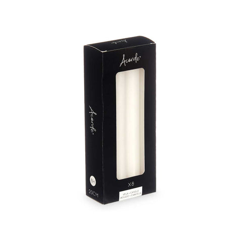 Set 8 Velas Cirios Blancos 20cm 8 Horas