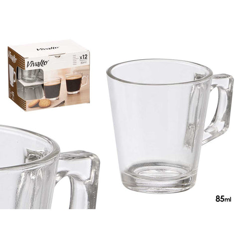 Pack 12 Tazas de Café Transparente 85ml