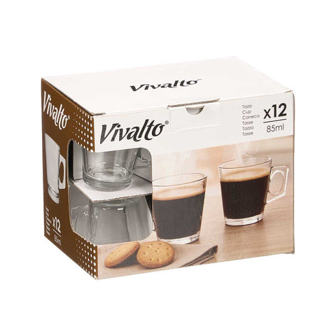 Pack 12 Tazas de Café Transparente 85ml