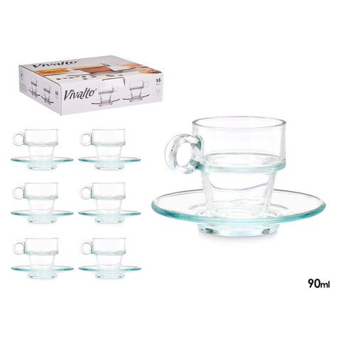 Taza Vidrio Café 90ml con Plato