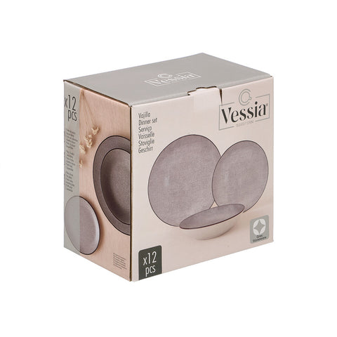 Vajilla 12 Piezas Porcelana Gris