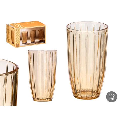 Pack 6 Vasos Altos Rayas 440ml Ámbar