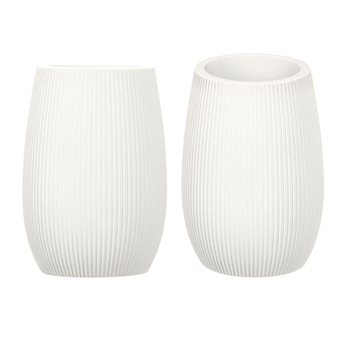 Vaso Poliresina Baño Blanco Rayas