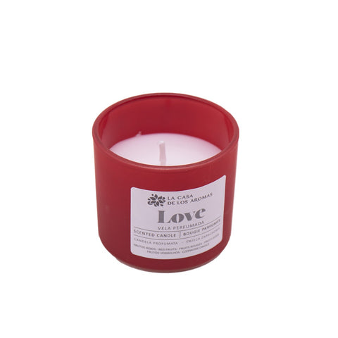 Vela Perfumada Love Frutos Rojos Vaso Vidrio 90g Casa de los Aromas