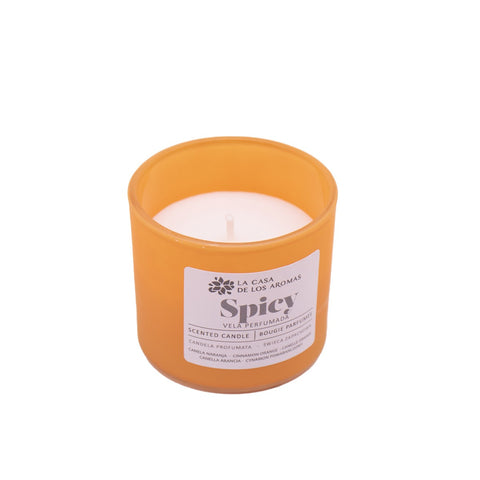 Vela Perfumada Spicy Canela Naranja Vaso Vidrio 90g Casa de los Aromas