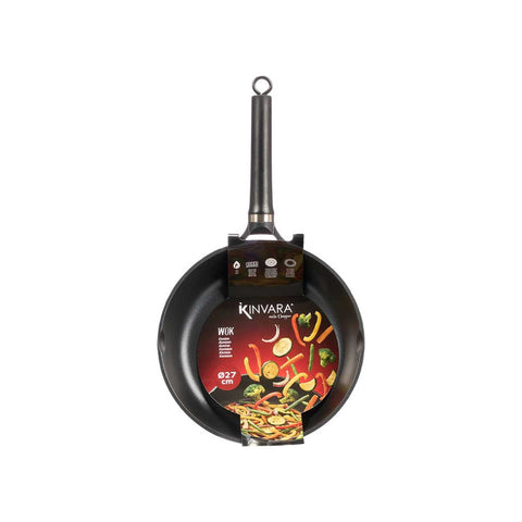 Wok Aluminio Inducción 29cm Negro Acabado Mármol