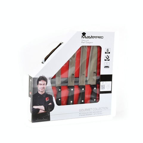 Set 5 Cuchillos con Barra de Soporte Magnética Masterpro Acero Inoxidable