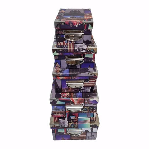 Lote de 5 Cajas Rectangulares con Cantoneras Ciudades