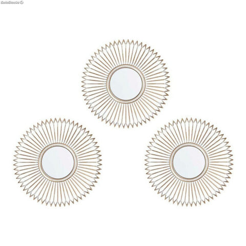 Set 3 Espejos de Pared color Dorado Blanco Plástico 25cm